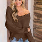 Frayed Hem Dropped Shoulder Sweater - Deals DejaVu