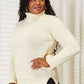 Heimish Full Size Long Sleeve Turtleneck Sweater with Side Slit - Deals DejaVu