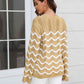 Wave Pattern Round Neck Long Sleeve Sweater - Deals DejaVu