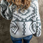 Printed Button Up V-Neck Long Sleeve Cardigan