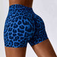 Leopard Print Wide Waistband Sports Shorts