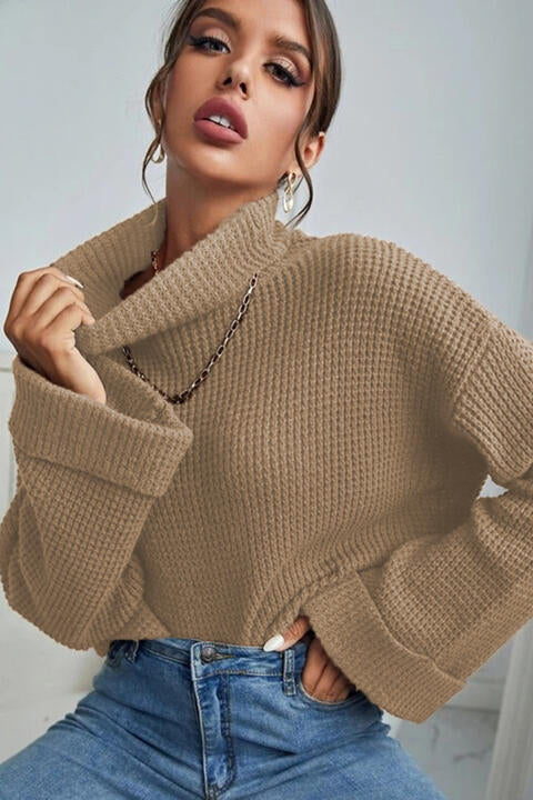 Turtleneck Long Sleeve Sweater - Deals DejaVu