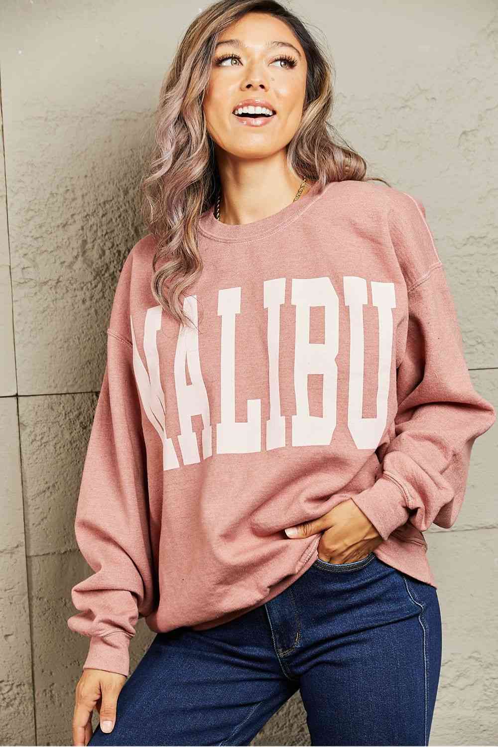 Sweet Claire "Malibu" Oversized Crewneck Sweatshirt - Deals DejaVu