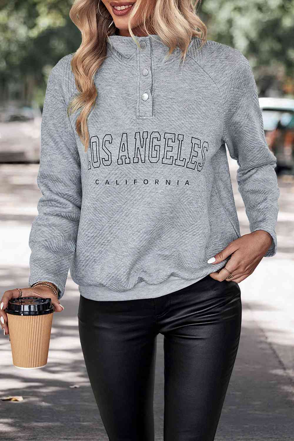 LOS ANGELES CALIFORNIA Graphic Quarter-Snap Sweatshirt - Deals DejaVu