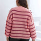 Plus Size Striped Dropped Shoulder Sweater - Deals DejaVu