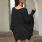 Full Size Boat Neck Lantern Sleeve Openwork Knit Top - Deals DejaVu