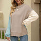 Color Block Round Neck Dropped Shoulder Sweater