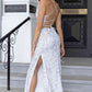 Sequin Backless Split Maxi Dress (BWM) T - Deals DejaVu