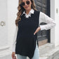 Frayed Hem Slit Sweater Vest - Deals DejaVu