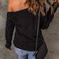 Double Take Horizontal Ribbing One-Shoulder Sweater - Deals DejaVu