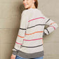 Woven Right Striped Ribbed Round Neck Long Sleeve Sweater