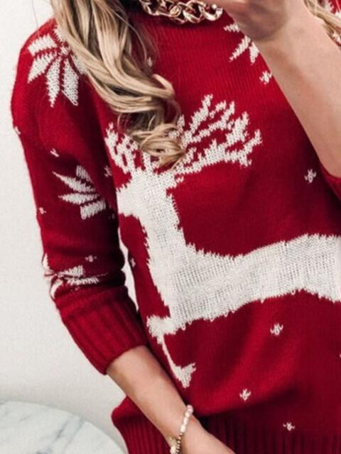 Reindeer & Snowflake Sweater - Deals DejaVu