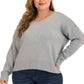 Plus Size V Neck Pullover Sweater