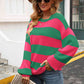 Striped Balloon Sleeve Knit Pullover - Deals DejaVu
