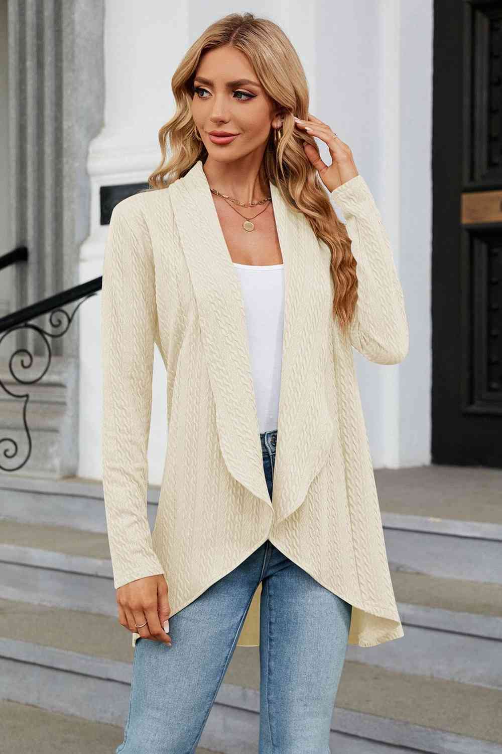 Open Front Long Sleeve Cardigan - Deals DejaVu