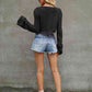 Round Neck Long Sleeve Cropped Sweater - Deals DejaVu