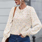 Heathered Round Neck Lantern Sleeve Sweater