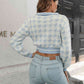 Houndstooth Johnny Collar Cropped Sweater