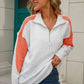 Contrast Quarter-Zip Collared Neck Sweater