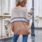 Woven Right Striped Horizontal Ribbing Long Sleeve Tunic Sweater - Deals DejaVu