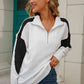 Contrast Quarter-Zip Collared Neck Sweater
