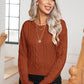 Cable-Knit Round Neck Long Sleeve Sweater - Deals DejaVu