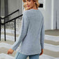 Round Neck Ribbed Button Detail Blouse - Deals DejaVu