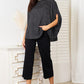 Double Take Printed Dolman Sleeve Round Neck Blouse