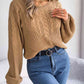 Cable-Knit Round Neck Drop Shoulder Sweater - Deals DejaVu