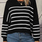 Striped Dropped Shoulder Round Neck Pullover Sweater - Deals DejaVu