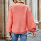 Round Neck Lantern Sleeve Sweater - Deals DejaVu