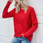 Pom-Pom Drop Shoulder Ribbed Trim Sweater