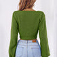 Bow V-Neck Long Sleeve Cropped Sweater
