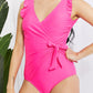 Marina West Swim Full Size Float On Ruffle Faux Wrap One-Piece in Pink (TB10D) T