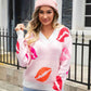 Lip V-Neck Drop Shoulder Sweater - Deals DejaVu