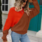Two-Tone Round Neck Ribbed Sweater - Deals DejaVu