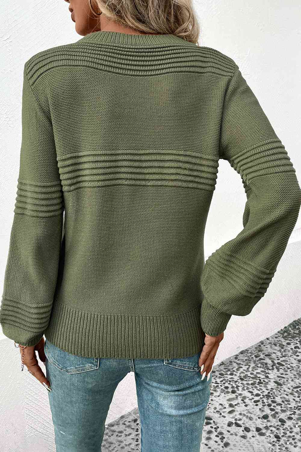 Round Neck Long Sleeve Sweater - Deals DejaVu