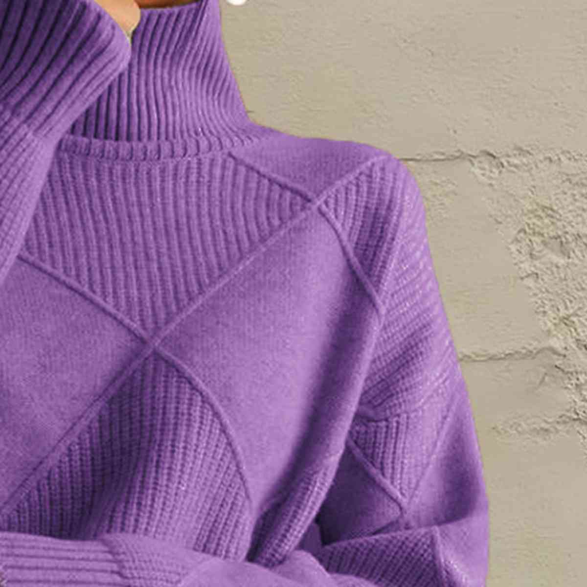 Geometric Turtleneck Long Sleeve Sweater - Deals DejaVu