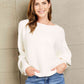 Woven Right Horizontal Ribbing Dolman Sleeve Sweater