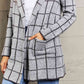 Double Take Printed Open Front Lapel Collar Cardigan with Pockets - Deals DejaVu