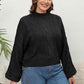 Plus Size Mock Neck Cable Knit Long Sleeve Sweater - Deals DejaVu