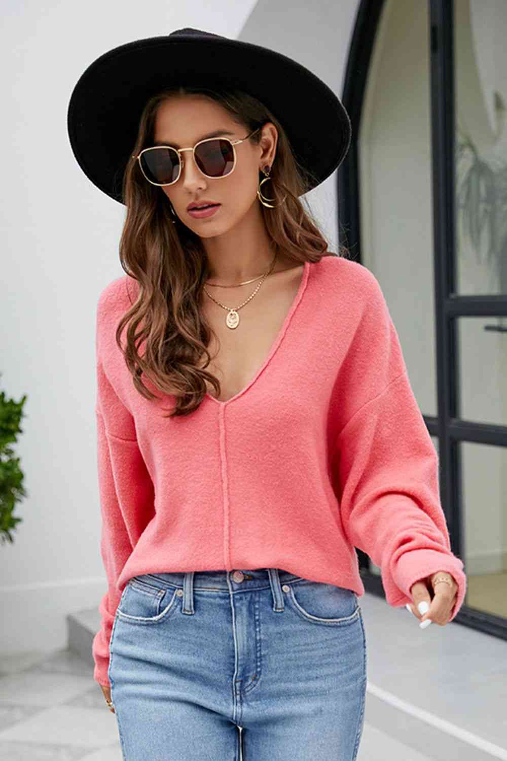 V-Neck Center Seam Sweater - Deals DejaVu