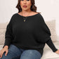 Full Size Boat Neck Batwing Sleeve Sweater