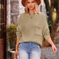 Round Neck Sweater with Pocket - Deals DejaVu