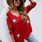 Star Pattern Distressed Sweater - Deals DejaVu