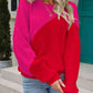 Two-Tone Round Neck Ribbed Sweater - Deals DejaVu