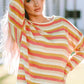 Striped Round Neck Dropped Shoulder Pullover Sweater