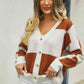 Plaid V-Neck Dropped Shoulder Cardigan - Deals DejaVu