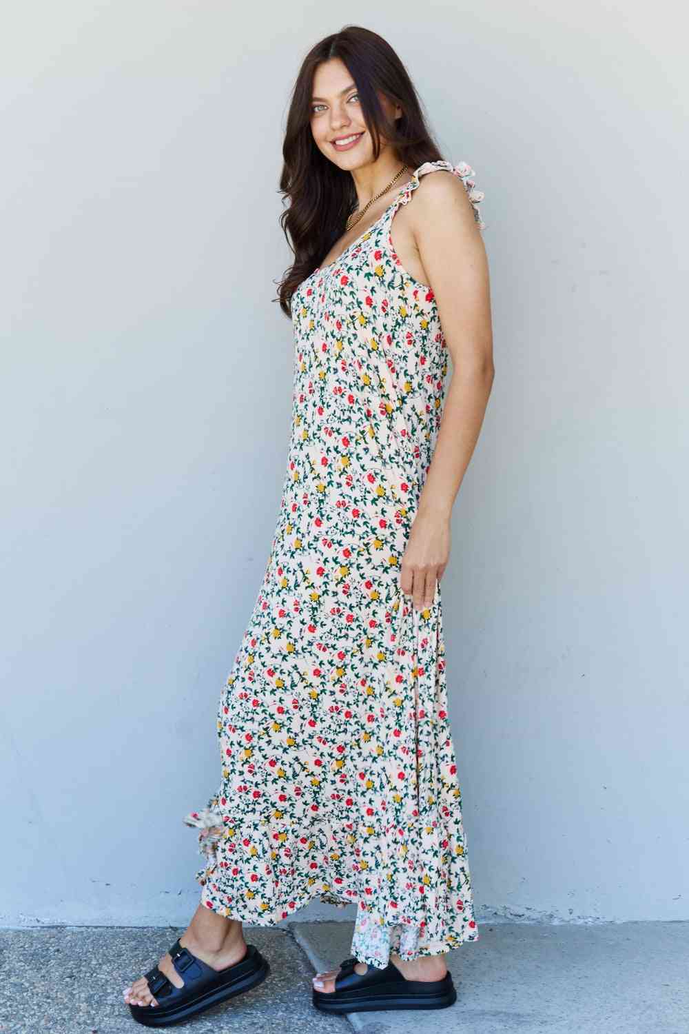 Doublju In The Garden Ruffle Floral Maxi Dress in Natural Rose (BWMT) T - Deals DejaVu