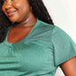 Double Take Ruched V-Neck Short Sleeve T-Shirt